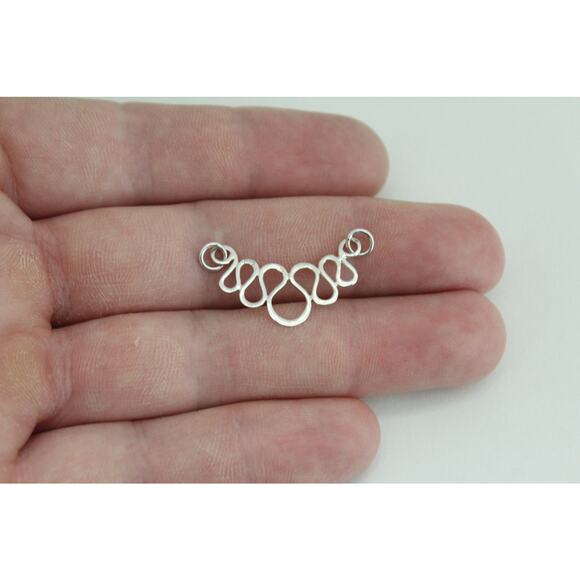 Sterling Silver Abstract Looped Line Charm, Silver Abstract Teardrops Charm - Picture 2 of 4